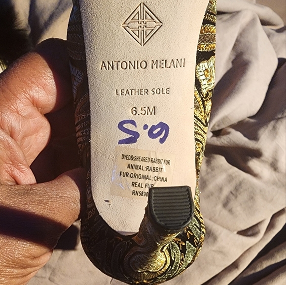 Antonio Melani Kayleigh Ankle Strap Rabbit Fur Heels - Picture 5 of 8